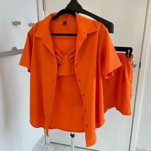 Matching spring/summer shorts set with adjustable strap crop top, Size Small